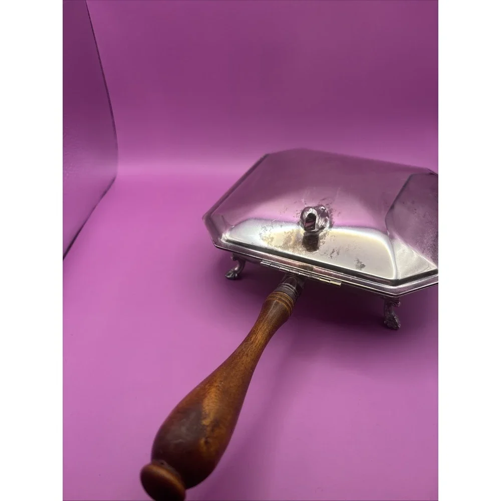 Ornate Claw‎ Foot Silent Butler Crumb Catcher Wood Handle 1883 FB Rogers Vintage